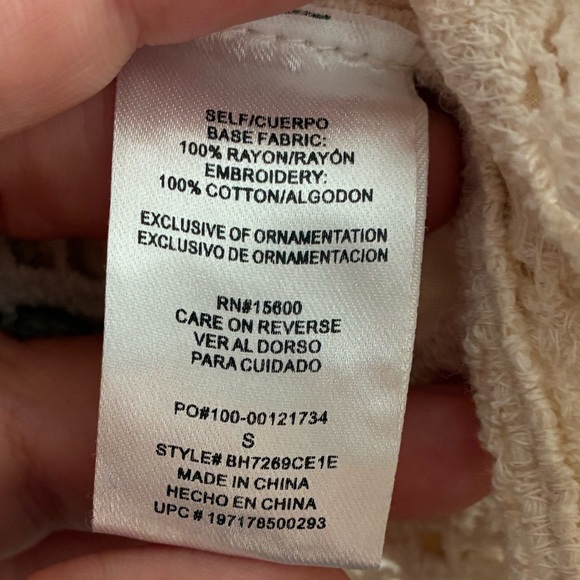 Democracy Women's Crochet Cotton Peplum Top S - Picture 10 of 11